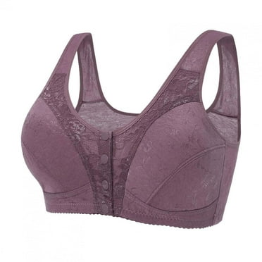 Aoochasliy Bras for Women Clearance Plus Size Bra Casual Lace Front Button Shaping Cup Shoulder Strap Underwire Extra-Elastic Wirefree
