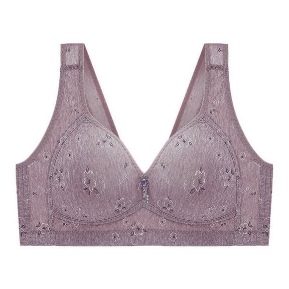 Aoochasliy Wireless Bras for Women Push Up ,Plus Size Flower Print Non-Steel Ring Non-Magnetic Buckle Underwire Bras