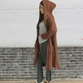thumbnail image 1 of Aoochasliy Women Fall Winter Solid Color New Sweater Hooded Open Front Cardigan Cable Knit Sweaters Chunky Long Coats, 1 of 5
