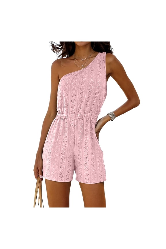 Women Jumpsuit Summer Casual Sleeveless Off Shoulder Loose Fit Shorts Style With Pockets Fashion Vacation Beach Daily Streetwear Outings