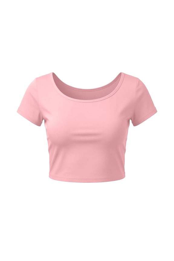 Women Short Sleeve Mini Top Solid Color Round Neck Cropped Sleep Tee Casual Lightweight Soft Loungewear Top for Summer Daily Wear Home Relaxation Night Sleep