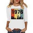 thumbnail image 1 of Aoochasliy Women's 1976 Letter Printed Tee Vintage Retro Comfy Casual 3/4 Sleeve Crew Neck Tops 50th Birthday Gift for Celebration Party Holiday Family Gathering, 1 of 4