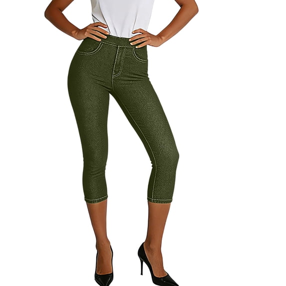 Aoochasliy Women's Capri/Long Jeans Skinny Jeggings Pull-On Classic Denim Comfortable Stretch Pants with Pockets Regular & Plus Size