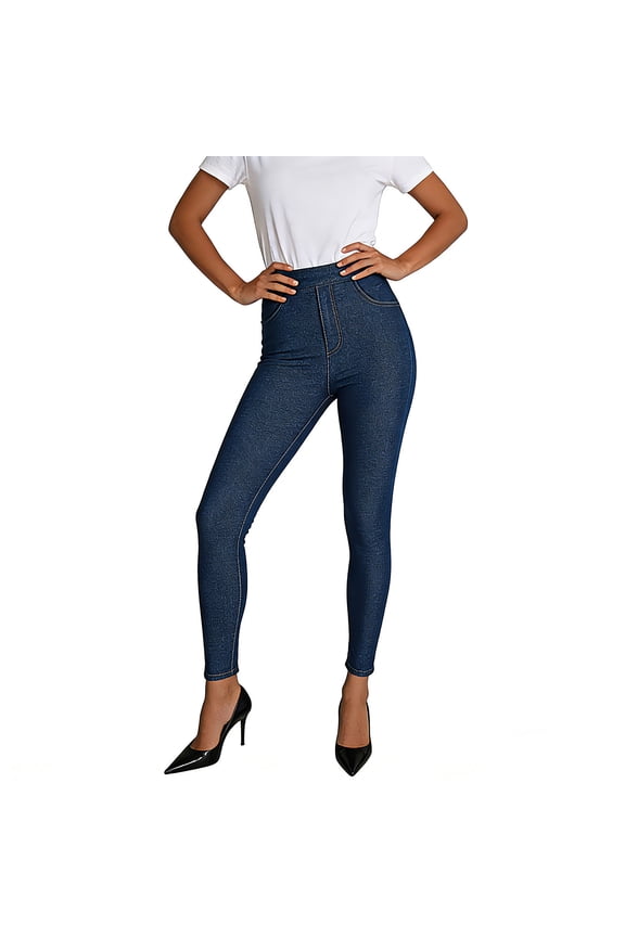 Women's Capri/Long Jeans Skinny Jeggings Pull-On Classic Denim Comfortable Stretch Pants with Pockets Regular & Plus Size