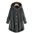 thumbnail image 1 of Aoochasliy Women's Plus Size Coats Winter Outerwear Button Pockets High Low Hooded Coat, 1 of 6