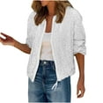 thumbnail image 1 of Aoochasliy Women's Sequin Bomber Jacket Long Sleeve Front Zip Up Sparkly Glitter Shiny Party Coat Ladies Casual Holiday Outwear Party Bomber Blazer, 1 of 7