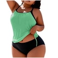 thumbnail image 1 of Aoochasliy Women's Solid Split Tankini Swimsuit Wireless Padded Loose Drawstring Two-Piece Bathing Suit for Beach Pool Seaside Vacation, 1 of 5
