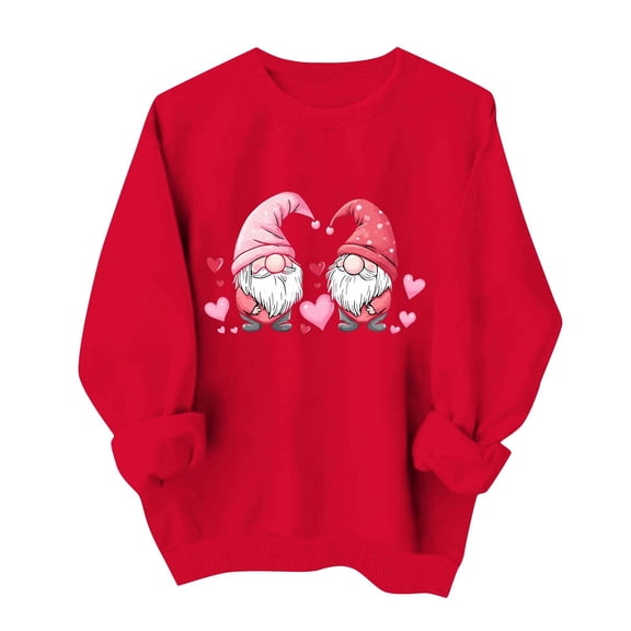 Aoochasliy Valentines Sweatshirts for Women Love Heart Graphic Tee Crew Neck Loose Fit Long Sleeve Pullover Casual Valentine's Day Tops Gifts for Her Dating Home Party