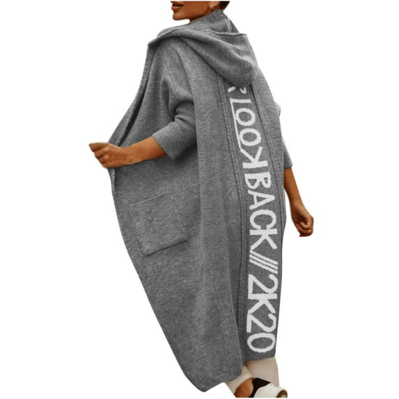 Aoochasliy Womens Blazer Jacket Clothes Long Sleeve Overcoat Tops Mid-length Cardigan Knitted Sweater