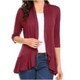 thumbnail image 1 of Aoochasliy Womens Blazer Jacket Clearance Solid Color Soft Draped Ruffles Nine-Quarter Sleeve Cardigan Top, 1 of 4
