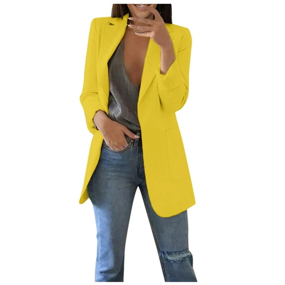 Aoochasliy Womens Blazer Jacket Clothes Winter Long Sleeve office Coat Cardigans Suit Long Jacket
