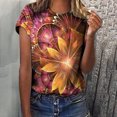 thumbnail image 1 of Aoochasliy Womens Blouses Short Sleeve 2023 Casual Summer Gradient Floral Printing Round Neck T-Shirt Tee, 1 of 6