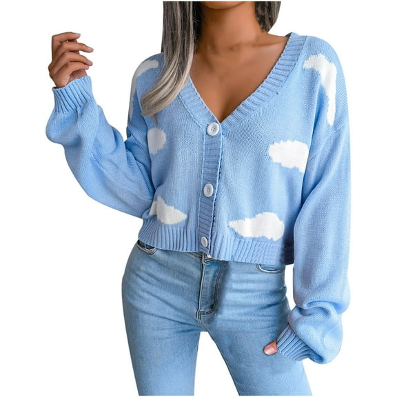 Aoochasliy Womens Cardigan Clearance Baiyun Knitted Cardigan Loose Long Sleeve Sweater