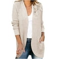 thumbnail image 1 of Aoochasliy Womens Cardigan Clothes Soild Long Sleeve Pocket Plush Long Knit Cardigan Sweater, 1 of 9