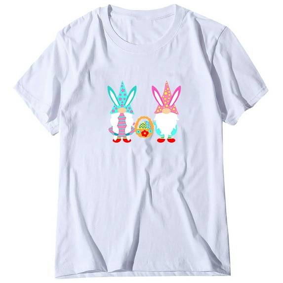 Aoochasliy Womens Easter Tshirt Casual Printed Plus Size O-Neck T-Shirts Print Short Sleeve Graphic Tee Tops