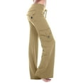 thumbnail image 1 of Aoochasliy Womens Fall Cargo Pants High Waist Wide Leg Pants with Pockets Casual Button Stretch Yoga Workout Leggings Gym Sweatpants, 1 of 5