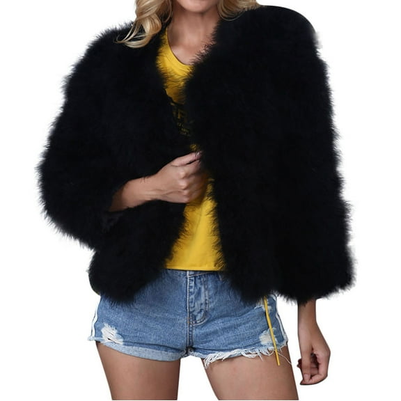 Aoochasliy Womens Jackets and Coats Clothes Solid Warm Faux Coat Winter Turn Down Collar Outerwear