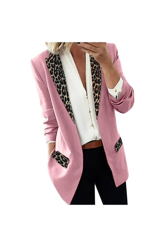 Womens Jackets and Coats Clothes Fahion Lapel Cape Leopard Notch Laple-Blazer office Suit Outwear