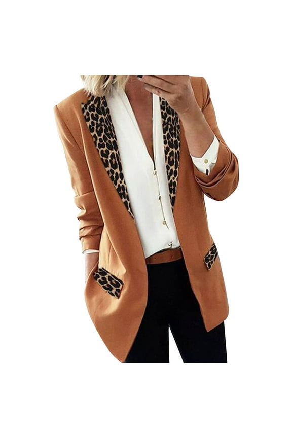 Womens Jackets and Coats Fahion Lapel Cape Leopard Notch Laple-Blazer office Suit Outwear of the Day