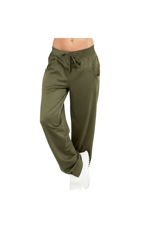 Womens Pants Baggy Sweatpant Drawstring Cargo Pants Casual Loose Fit Elastic High Waisted Wide Leg Solid Color Trousers with Pockets