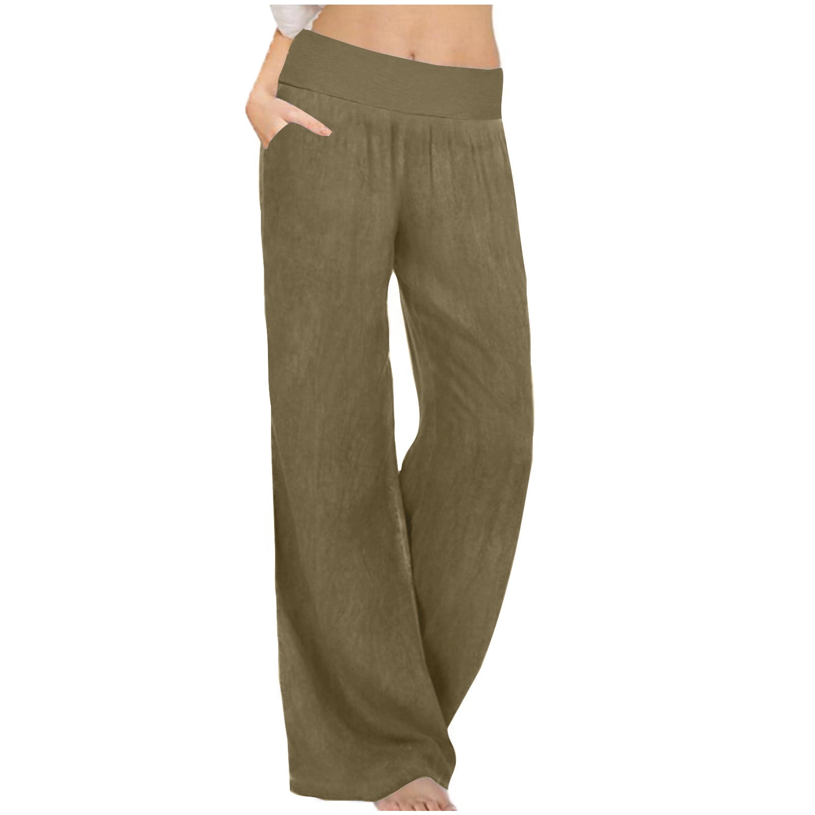 Casual elastic high waist denim wide leg pants sales