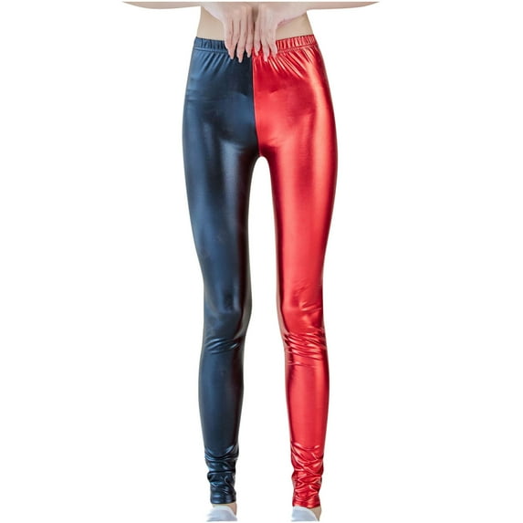 Aoochasliy Womens Pants Fall Fashion Casual Bronzing Imitation Leather Slimming and Not Easy To Fade Ninth Pants