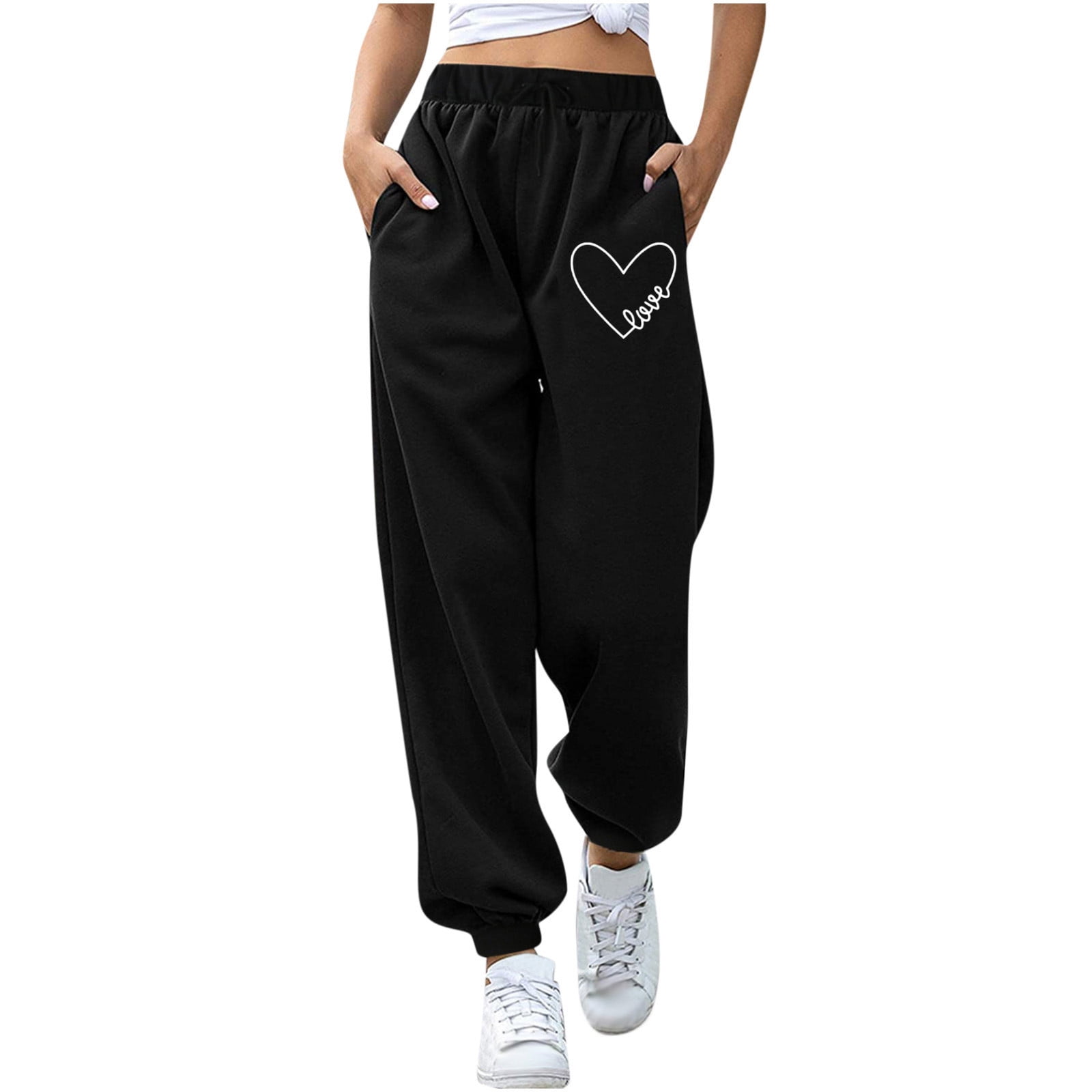 Aoochasliy Womens Pants Clearance Solid Print Sweatpants High