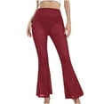thumbnail image 1 of Aoochasliy Womens Pants Clothes Casual Ladies Sexy Mesh Sheer Solid Color Elastic Flared Pants, 1 of 5