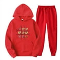 thumbnail image 1 of Aoochasliy Womens Pants Plus Size Clothes 2PCS Long Sleeve Pullover Hoodies Sweatshirt and Sweatpants Fall Winter Suit, 1 of 2