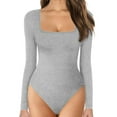 thumbnail image 1 of Aoochasliy Womens Pants Plus Size Clothes Long Sleeve Bodysuit Leotard Mock Neck Fitted Bodysuit Rompers Jumpsuit for Home Casual Work Play, 1 of 5