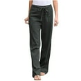 thumbnail image 1 of Aoochasliy Womens Pants Plus Size Solid Sweatpants Linen Sashes Straight Casual Long Fashion Trousers, 1 of 1