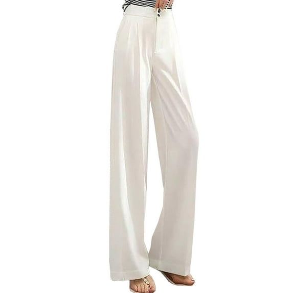 Aoochasliy Womens Pants Plus Size Clothes Full-Length Sweatpants Solid High Waist Trousers Long Straight Wide Leg Pants