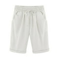 thumbnail image 1 of Aoochasliy Womens Pants Plus Size Clothes Sweatpants Solid Five Points Large Size Cotton Linen Pants Casual Pants, 1 of 2