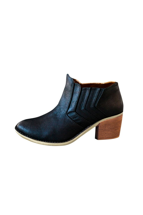 Womens Shoes Ankle Boots Low Tube Solid Color Sleeve with Vintage Bare Shoes Basic Clothes