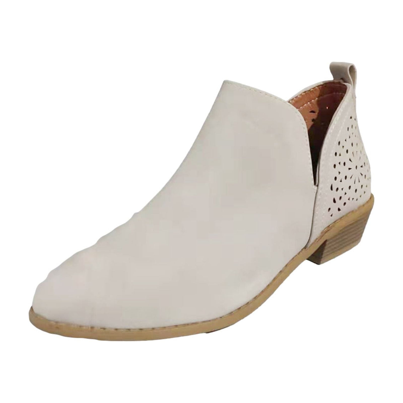Bviennic Women's Square Toe Ankle Boots – Low Heel, Hollow Out Design, Fashion Boots - View #7