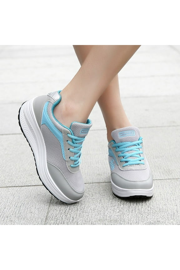 Womens Shoes Athletic Sneaker Fashion Mesh Heightening Shoes Soft Bottom Rocking Shoes Sneakers Saving Clearance