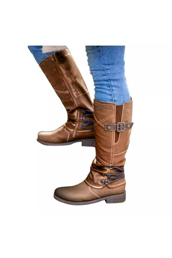 Womens Shoes Boots Large Size Autumn Long Tube Zipper Low Heeled Shoes Pointed Knight Boots Basic Clothes