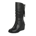 thumbnail image 1 of Aoochasliy Womens Shoes High Heel Boots Ankle Boots High Heel Casual Female Fashion Platform Wedge Heel Zip Mid-Calf Black Shoes Saving, 1 of 8