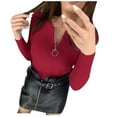 thumbnail image 1 of Aoochasliy Womens Sweaters Clothes Pullover Cardigan Raglan Zipper Round Neck Long Sleeve Solid Color Tops Blouse, 1 of 8