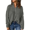 thumbnail image 1 of Aoochasliy Womens Sweaters Clothes Pullover Cardigan Solid Color Long Sleeve V-Neck Ruched Blouse Tops, 1 of 7