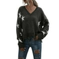 thumbnail image 1 of Aoochasliy Womens Sweaters Clearance Pullover Cardigan Solid Color V-Neck Knit Tops, 1 of 5