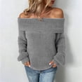 thumbnail image 1 of Aoochasliy Womens Sweaters Clearance Pullover Cardigan Solid Long Sleeve One Shoulder Cardigan Tops, 1 of 6