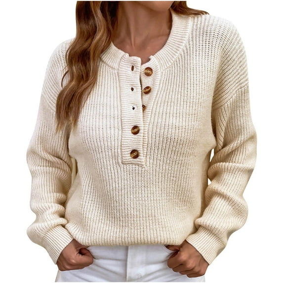 Aoochasliy Womens Sweaters Clearance Pullover Cardigan V-Neck Solid Color Long Sleeve Tops Blouse