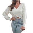 thumbnail image 1 of Aoochasliy Womens Sweaters Clothes Pullover Cropped Top Cardigan V-Neck Solid Long Sleeve Navel Tops, 1 of 5