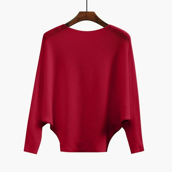 Aoochasliy Womens Sweaters Clothes Pullover Long Sleeves Round Neck Tops Blouse Knitted