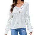 thumbnail image 1 of Aoochasliy Womens Sweaters Clearance Pullover Oversized Chunky Knit Color Block Drop Shoulder Batwing Sleeve Top, 1 of 7