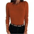 thumbnail image 1 of Aoochasliy Womens Sweaters Clothes Pullover Raglan Button Round Neck Long Sleeve Solid Color Tops Blouse, 1 of 8