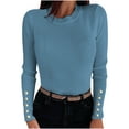 thumbnail image 1 of Aoochasliy Womens Sweaters Clearance Pullover Raglan Button Round Neck Long Sleeve Solid Color Tops Blouse, 1 of 9