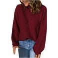 thumbnail image 1 of Aoochasliy Womens Sweaters Clearance Pullover Raglan Cardigan Turtleneck Blouse Knitting Long Sleeve Solid Tops, 1 of 8
