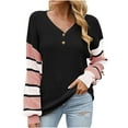 thumbnail image 1 of Aoochasliy Womens Sweaters Clearance Pullover Striped Cardigan Button Knit 2022 Fall/Winter New Lantern Sleeve V-Neck, 1 of 8